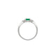 Top-down view of the Daydreamer Marquise Emerald & Diamond Ring in 14k polished white gold.