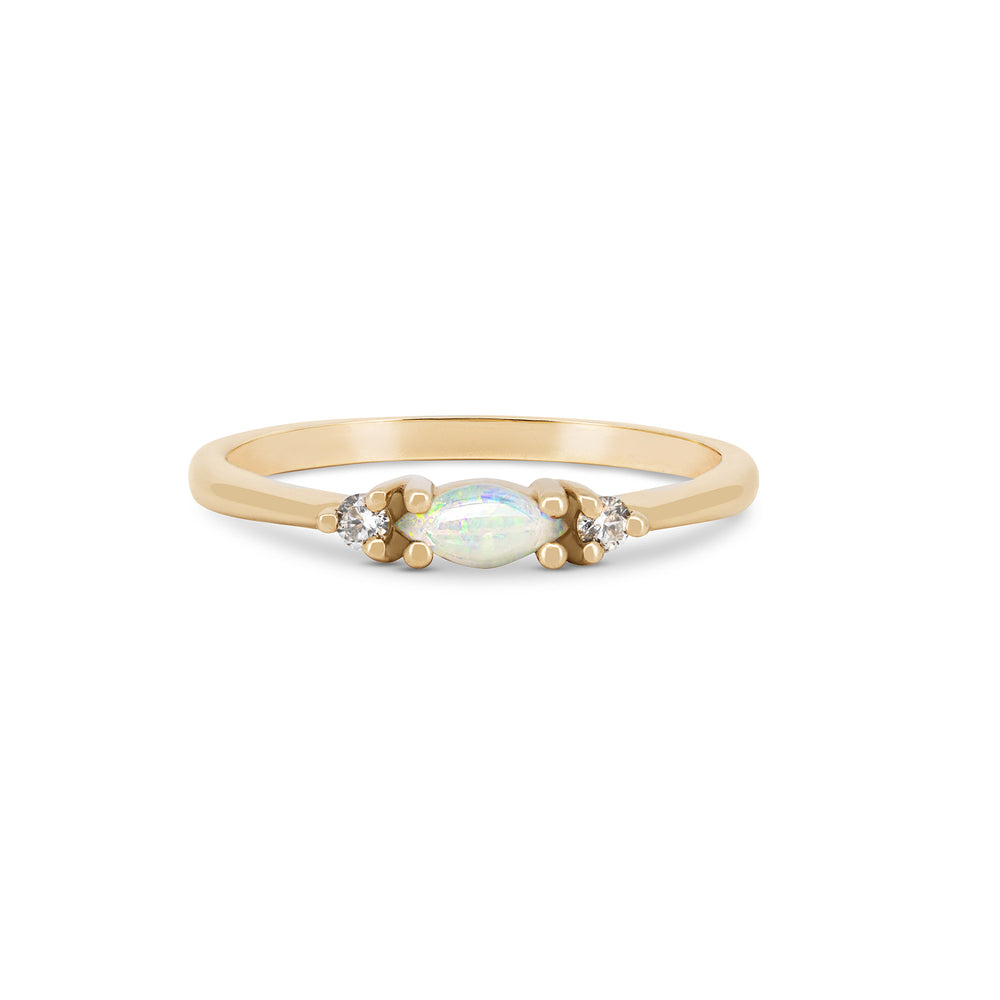 Daydreamer Ring Marquise Opal & Diamond Ring - 14k Polished Gold