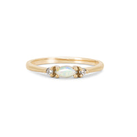 Thumbnail of Front view of the Daydreamer Marquise Opal & Diamond Ring in 14k polished gold, featuring a marquise-cut opal flanked by two smaller diamonds on a polished band.