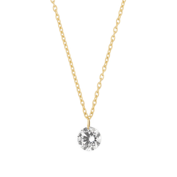 Dewdrop 0.5ct Drilled Solitaire Diamond Necklace - 14k Gold