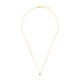 Full view of the Dewdrop Three Diamond Necklace in 14k gold, showcasing the full length of the delicate chain and diamond cluster pendant.