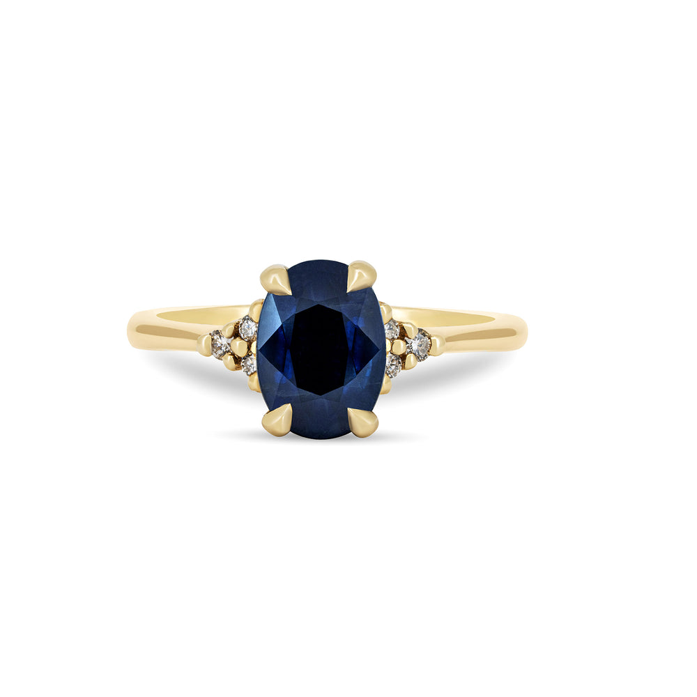 Dewlight 1ct Blue Sapphire Oval Engagement Ring - 14k Gold Polished Band