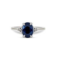 Dewlight 1ct Blue Sapphire Oval Engagement Ring - 14k White Gold Polished Band