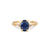 Front view of the Dewlight Blue Sapphire Engagement Ring in 14k solid gold, featuring a large oval blue sapphire on a twig band.