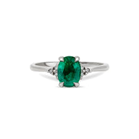 Dewlight - Emerald Engagement Ring 14k White Gold