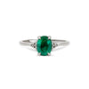 Thumbnail of Dewlight 1ct Emerald Oval Engagement Ring - 14k White Gold Polished Band