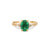 Front view of the Dewlight Emerald Engagement Ring in 14k solid gold, featuring a large oval stone on a twig band.