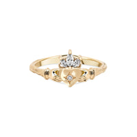 Thumbnail of Front view of the Diamond Crown Claddagh North Star Gold Ring in 14k solid gold, showcasing a central diamond set in a crown motif.