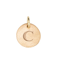 Thumbnail of Close-up of the Individual Letter Disc in 14k gold, engraved with the letter 'C' on a polished circular pendant.