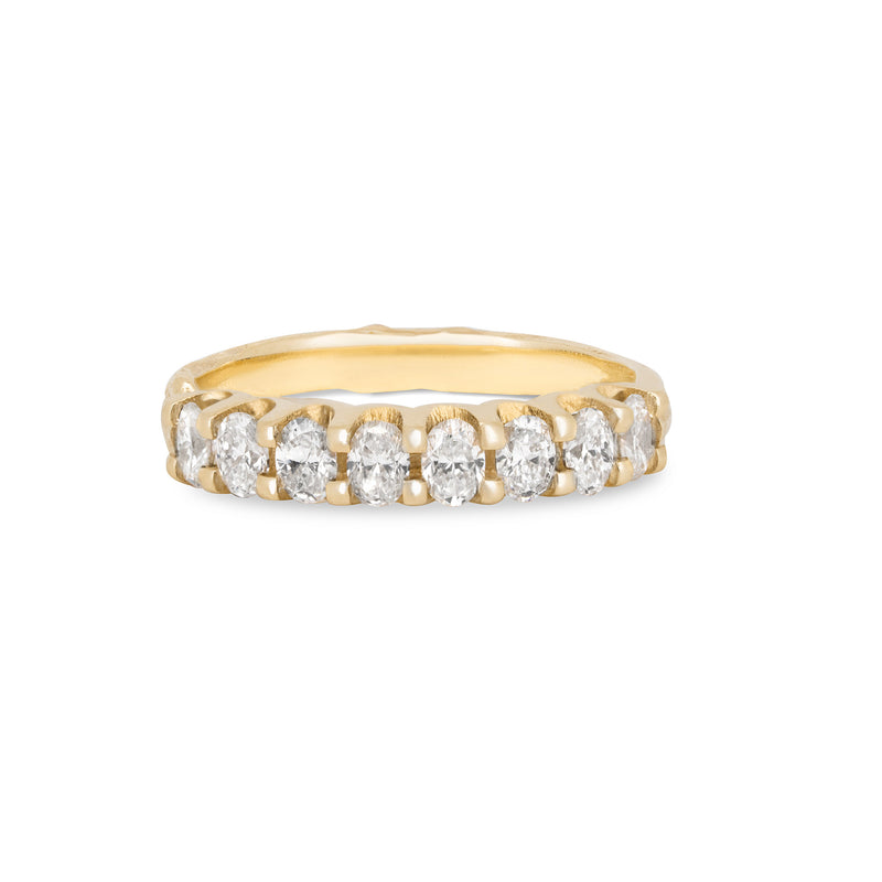 Front view of the Everlasting Oval Eternity Ring in 14k gold, featuring oval-cut diamonds set in a full eternity band.