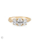 Front view of the Guiding Light Trilogy 1ct Oval Diamond Engagement Ring in 14k solid gold with a twig band, featuring a central oval diamond flanked by two smaller diamonds.