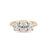 Front view of the Guiding Light Trilogy 2ct Oval Diamond Engagement Ring in 14k solid gold, featuring a central oval diamond flanked by two smaller diamonds on a polished band.