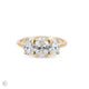 Front view of the Guiding Light Trilogy 2ct Oval Diamond Engagement Ring in 14k solid gold, featuring a central oval diamond flanked by two smaller diamonds on a polished band.