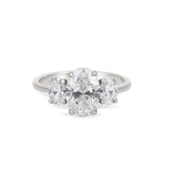 Alternative view of Guiding Light Trilogy - Oval Diamond Engagement Ring 14k White Gold