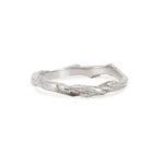Thumbnail of Front view of the Hawthorn Twig Ring in 14k white gold, featuring an intricate twig-textured band.