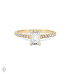 Heritage 1ct emerald cut diamond engagement ring in 14k solid gold with eternity band, featuring lab-grown or classic diamond by Chupi.