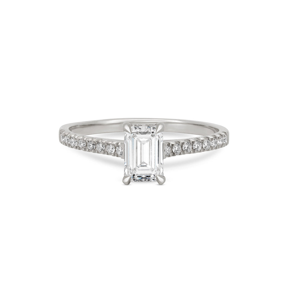 Heritage - Eternity Emerald Cut Diamond Engagement Ring with Eternity Set Band 14k White Gold