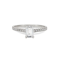 Heritage - Eternity Emerald Cut Diamond Engagement Ring with Eternity Set Band 14k White Gold