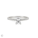 Front view of the Heritage Eternity Radiant Cut 1ct Diamond Engagement Ring in 14k white gold, featuring a radiant-cut diamond with an eternity-set band.