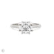 Front view of the Hero Radiant Cut Three Stone Diamond Engagement Ring in 14k white gold, featuring a central 1.5ct radiant-cut diamond flanked by two smaller diamonds on a polished band.