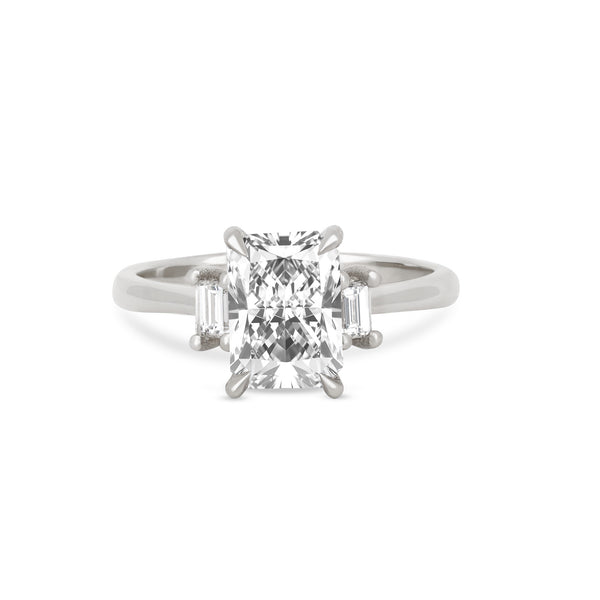 Hero - Radiant Cut Three Stone Diamond Engagement Ring 14k White Gold