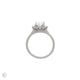 Top-down view of the Hero Radiant Cut Three Stone Diamond Engagement Ring in 14k white gold, highlighting the three radiant-cut diamonds.