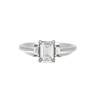 Hero - Emerald Cut Three Stone Diamond Engagement Ring 14k White Gold