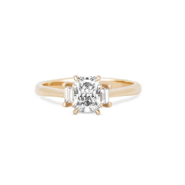 Hero - Radiant Cut Three Stone Diamond Engagement Ring 14k Gold
