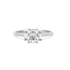 Thumbnail of Front view of the Hero Radiant Cut Three Stone Diamond Engagement Ring in 14k white gold, featuring a central 1ct radiant-cut diamond flanked by two smaller diamonds on a polished band.
