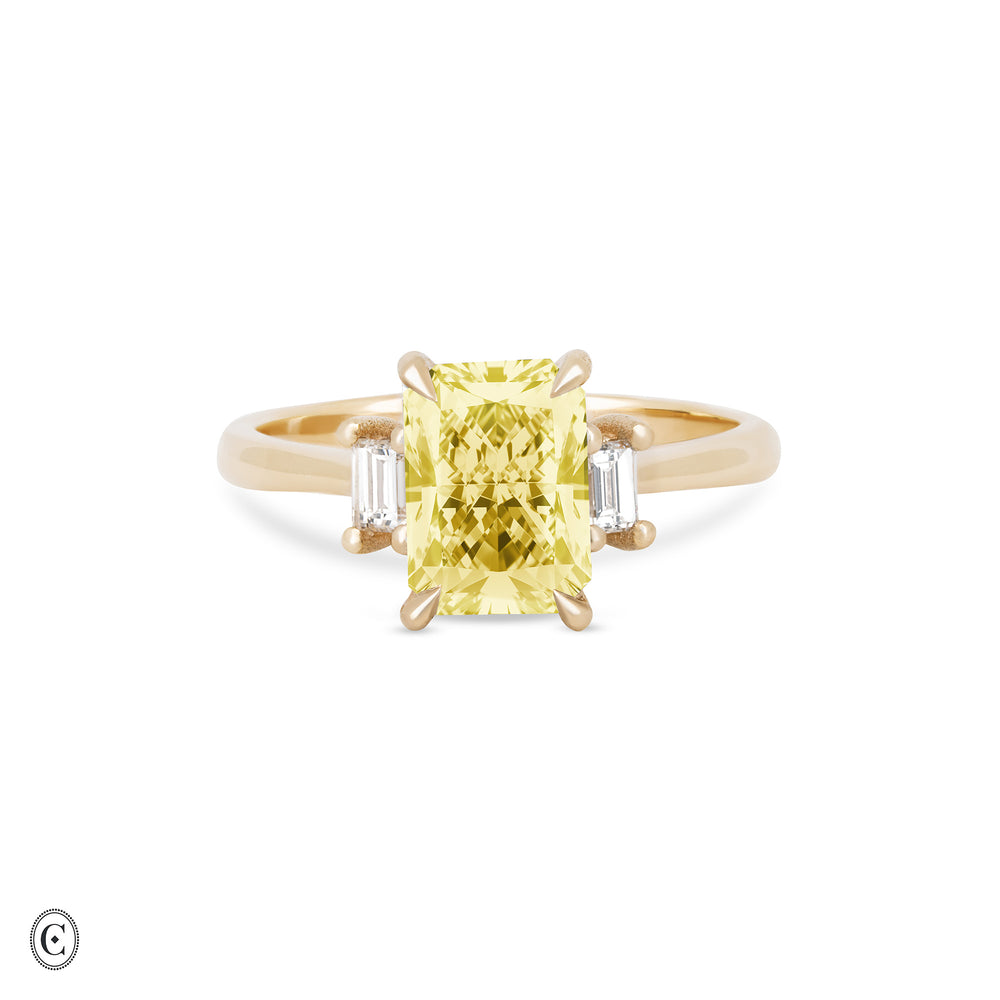 Hero - Radiant Lab Grown Yellow Diamond Engagement Ring 14k Gold
