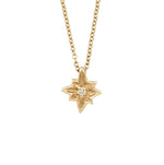 Thumbnail of Front view of the Lost Without You Diamond Necklace in 14k gold, featuring a textured circular pendant with a center diamond.