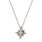 Thumbnail of Front view of the Lost Without You Diamond Necklace in 14k white gold, featuring a textured circular pendant with a center diamond.
