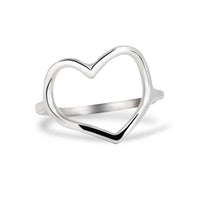 Thumbnail of Front view of the Love Heart Ring in sterling silver, featuring a heart-shaped outline on a polished band.