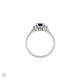 Top-down view of the Love is All Blue Sapphire Engagement Ring in 14k white gold, highlighting the central blue sapphire stone.