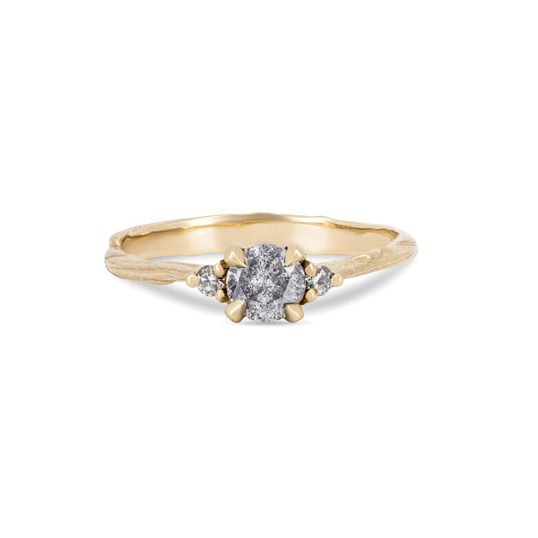 Love is All 0.5ct Grey Diamond Engagement Ring - 14k Gold Twig Band