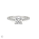 Front view of the Love’s Life Eternity 1.5ct Cushion Cut Diamond Engagement Ring in 14k white gold, featuring a cushion-cut diamond with an eternity-set band.
