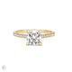 Front view of the Love’s Life Eternity 2ct Cushion Cut Diamond Engagement Ring in 14k solid gold, featuring a cushion-cut diamond with an eternity-set band.