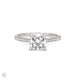 Front view of the Love’s Life Eternity 2ct Cushion Cut Diamond Engagement Ring in 14k white gold, featuring a cushion-cut diamond with an eternity-set band.