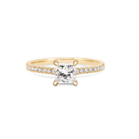 Front view of the Love’s Life Eternity 1ct Princess Cut Diamond Engagement Ring in 14k solid gold, featuring a princess-cut diamond with an eternity-set band.