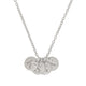 Close-up of the Midi Disc Necklace in 14k white gold, showing the polished disc pendant engraved with four letters.