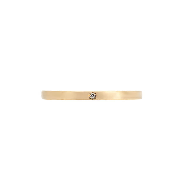 Alternative view of Side profile of the Yours & Mine 2mm Wedding Ring in 14k gold, showcasing the polished finish and thickness of the band.