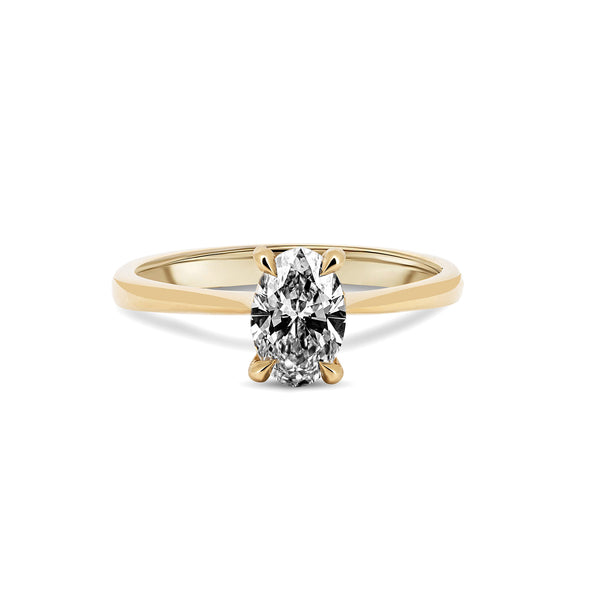 Moonlight Hidden Halo 1ct Lab-Grown Oval Diamond Engagement Ring - 14k Gold Polished Band