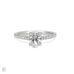 Front view of the Moonlight Eternity Oval Diamond Engagement Ring in 14k white gold, featuring an oval diamond with an eternity-set band.