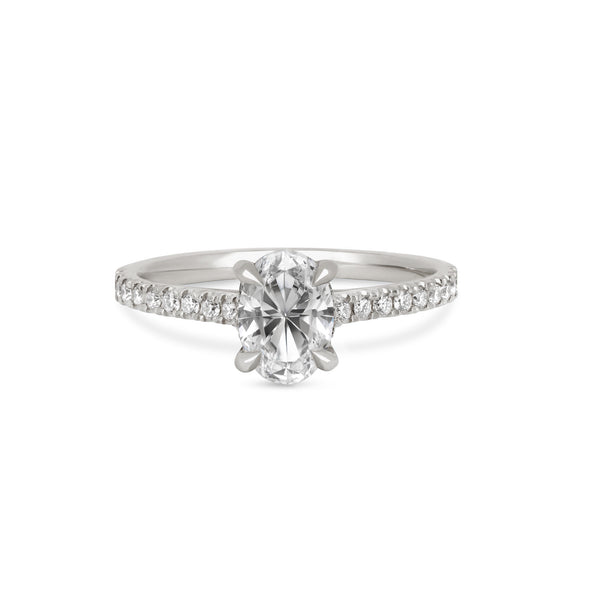 Moonlight - Eternity Oval Diamond Engagement Ring 14k White Gold