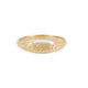 Front view of the Never Forget Engraved Signet Ring in 14k solid gold with the word 'Abhaile' (Home) engraved.