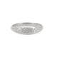 Front view of the Never Forget Engraved Signet Ring in 14k white gold with the word 'Abhaile' (Home) engraved.