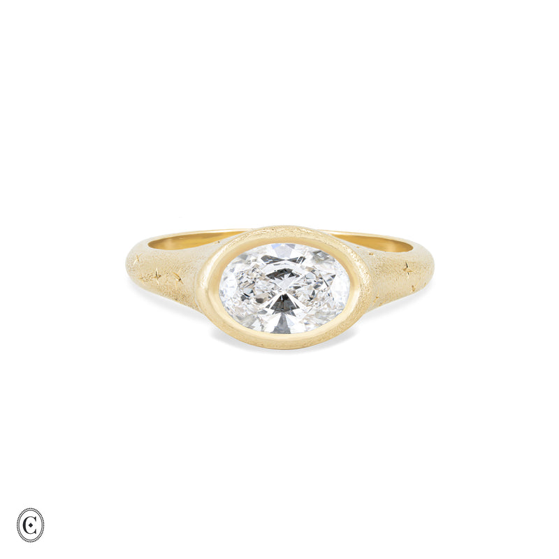 North Star - Diamond Signet East West Ring