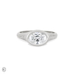 North Star - Diamond Signet East West Ring in White Gold