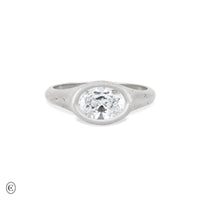 Thumbnail of North Star - Diamond Signet East West Ring in White Gold