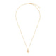 Full view of the North Star Diamond Engraved Initial Necklace in 14k gold, showcasing the full length of the delicate chain and engraved disc pendant.